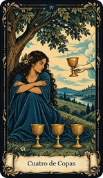 Carta Cuatro de Copas del tarot