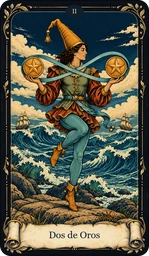Carta Dos de Oros del tarot