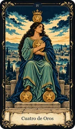 Carta Cuatro de Oros del tarot