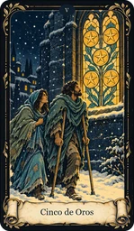 Carta Cinco de Oros del tarot