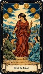 Carta Seis de Oros del tarot