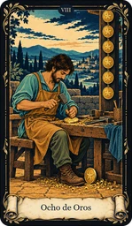 Carta Ocho de Oros del tarot