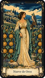 Carta Nueve de Oros del tarot