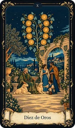 Carta Diez de Oros del tarot