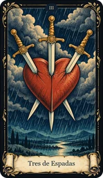 Carta Tres de Espadas del tarot