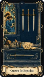 Carta Cuatro de Espadas del tarot
