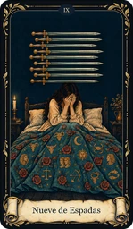 Carta Nueve de Espadas del tarot