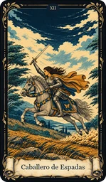 Carta Caballero de Espadas del tarot