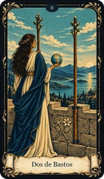 Carta Dos de Bastos del tarot