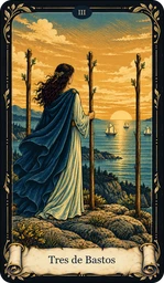Carta Tres de Bastos del tarot