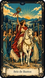 Carta Seis de Bastos del tarot