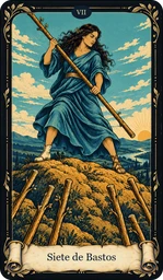 Carta Siete de Bastos del tarot