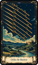 Carta Ocho de Bastos del tarot