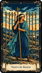 Carta Nueve de Bastos del tarot