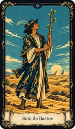 Carta Sota de Bastos del tarot