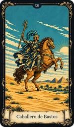 Carta Caballero de Bastos del tarot